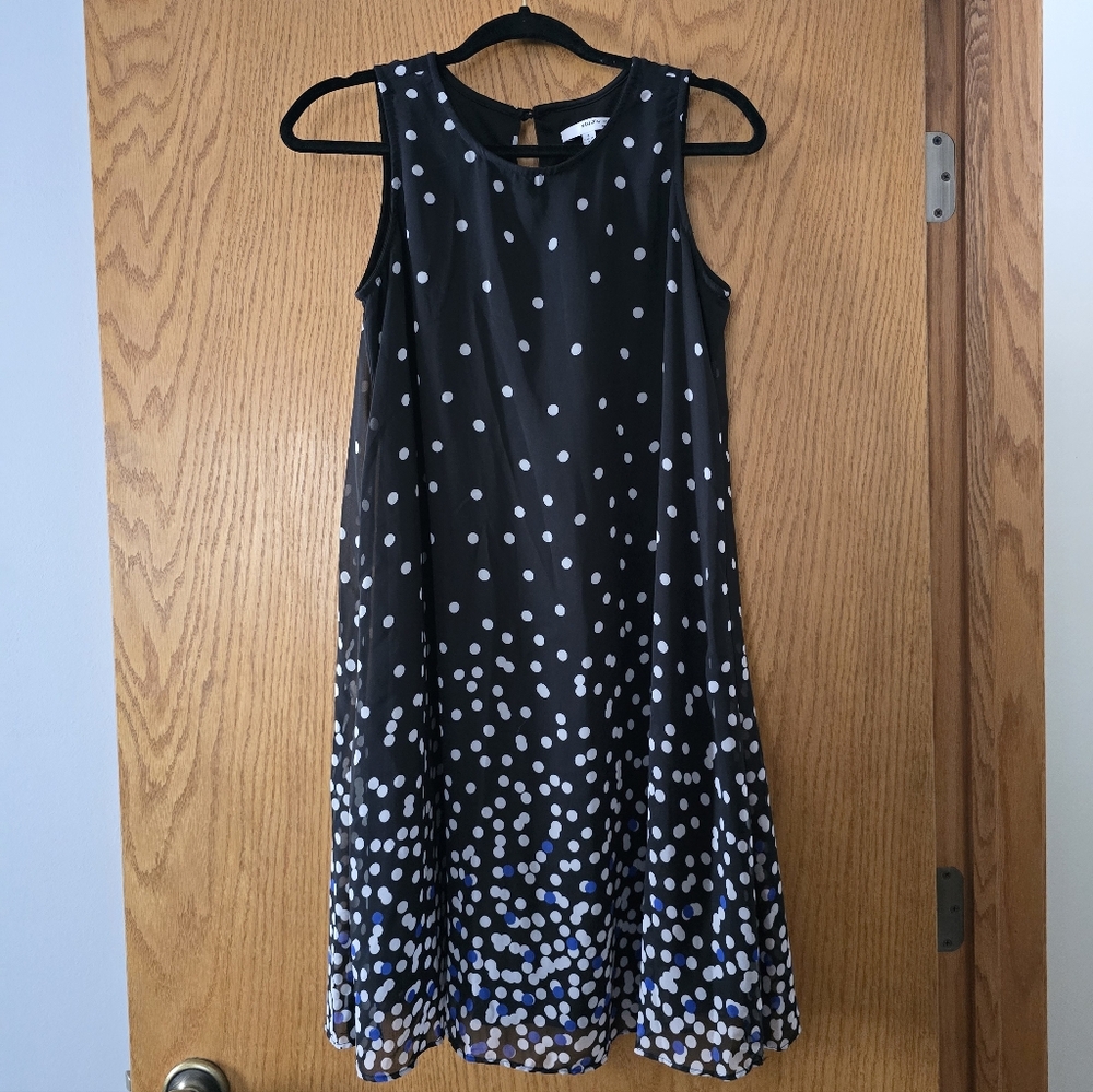 Studio One Black Dress with White And Blue Dots